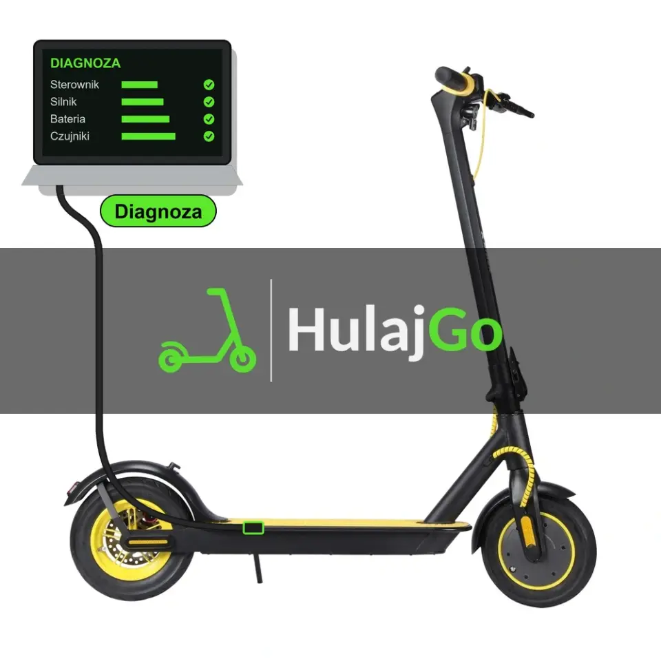 X-Rider M10 Light+ - laptop diagnostyczny podłączony przewodem do hulajnogi (diagnoza)