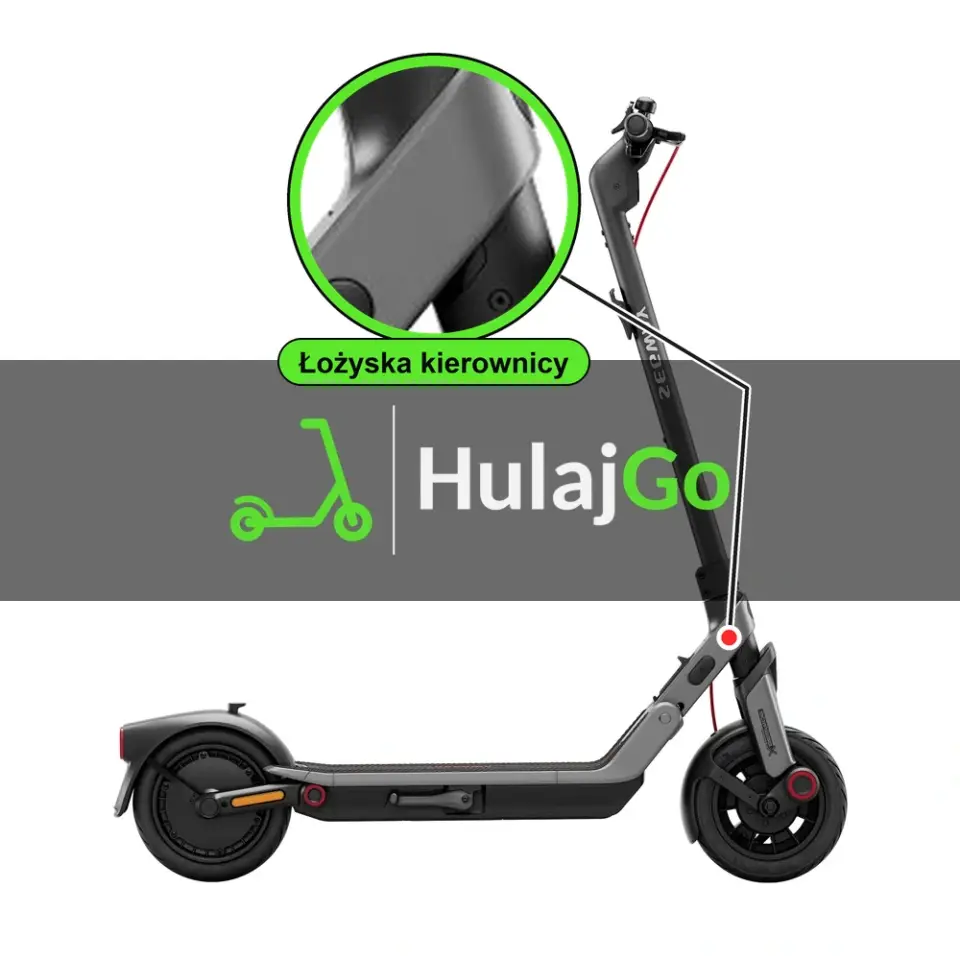 Segway-Ninebot E3 - w powiększeniu główka ramy z łożyskami kierownicy (wymiana łożysk kierownicy)