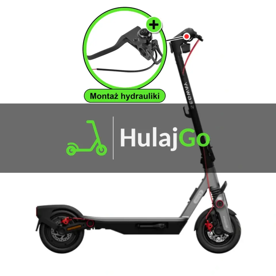 Segway F3 Pro - w powiększeniu klamka hamulca (montaż hamulców hydraulicznych)