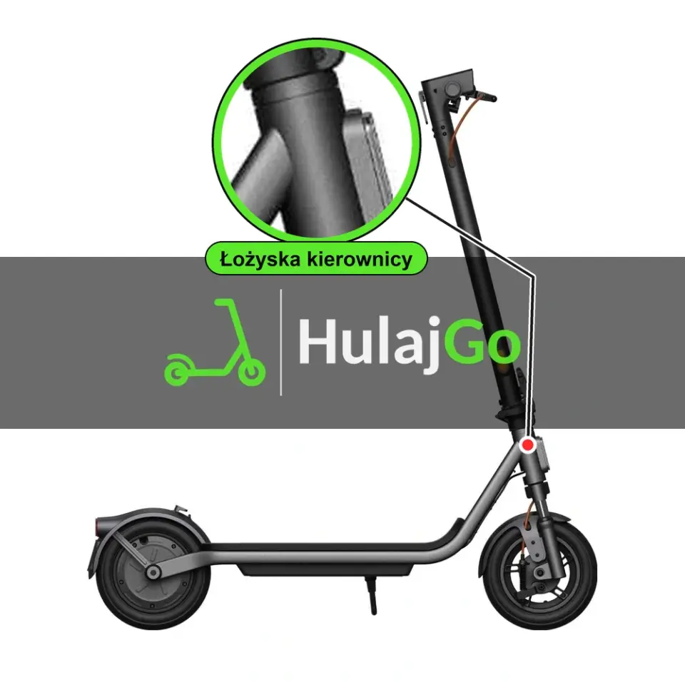 Xiaomi Mi Electric Scooter 6 Lite - w powiększeniu główka ramy z łożyskami kierownicy (wymiana łożysk kierownicy)