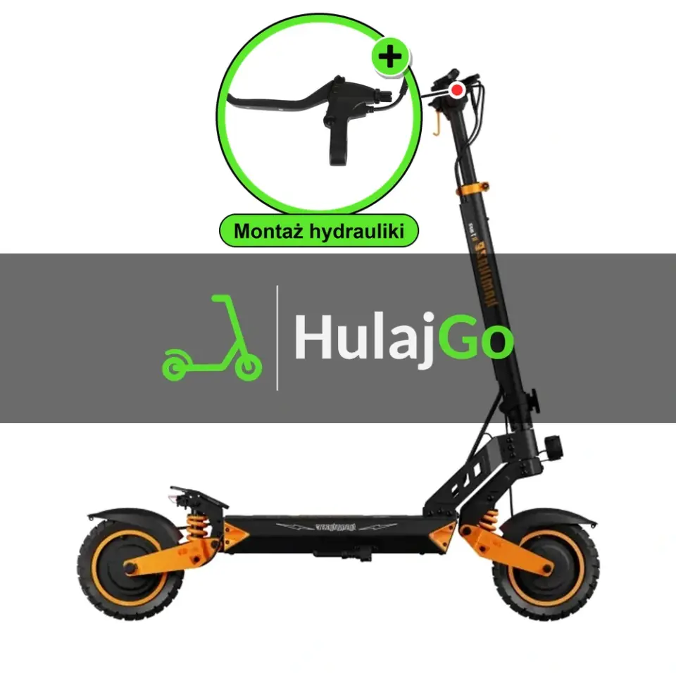 Kamikaze K1 Max - w powiększeniu klamka hamulca (montaż hamulców hydraulicznych)