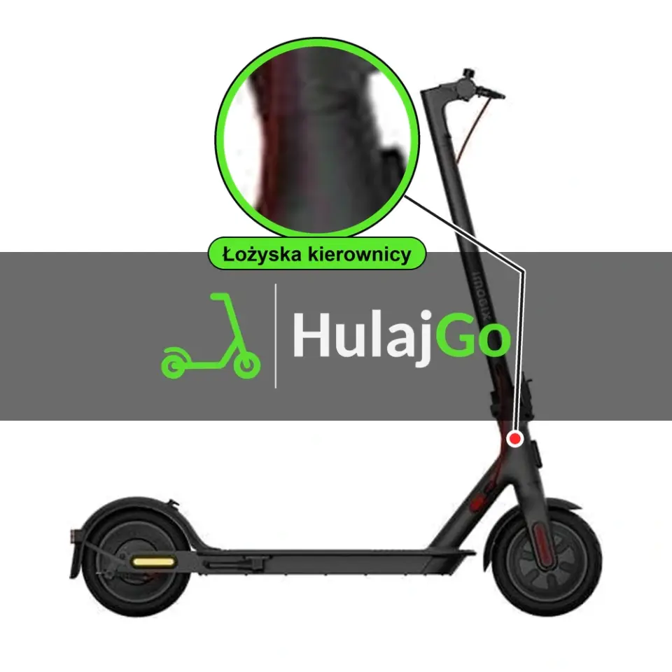 Xiaomi Mi Electric Scooter 3 Lite - w powiększeniu główka ramy z łożyskami kierownicy (wymiana łożysk kierownicy)
