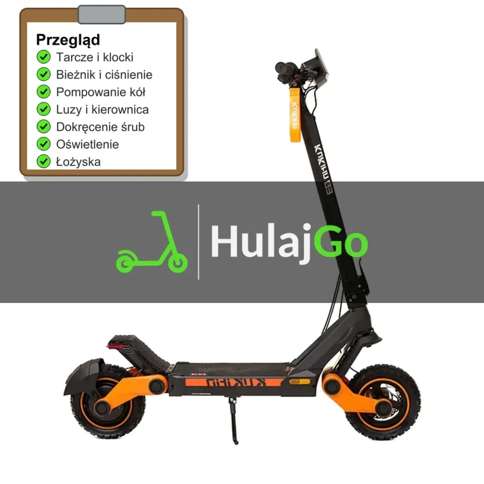 Kukirin G3 - lista kontrolna przeglądu z zaznaczonymi pozycjami (przegląd przed sezonem)