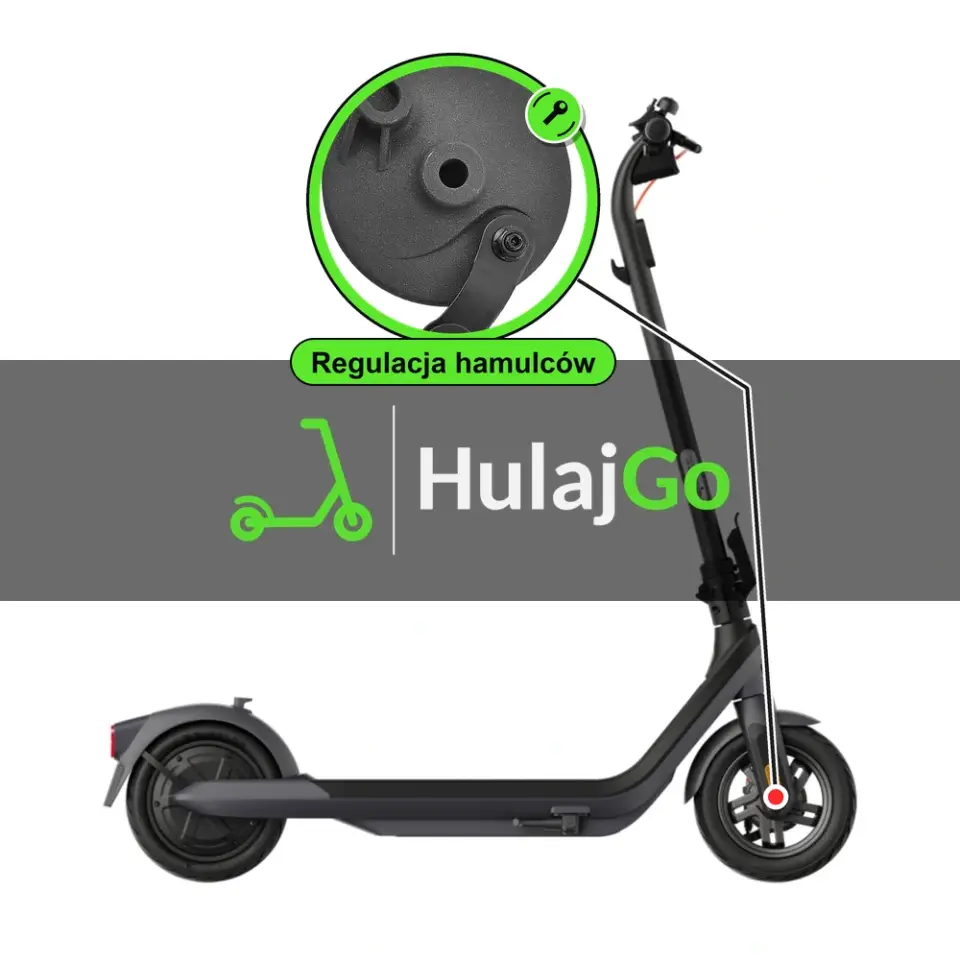 Segway E2 Pro - w powiększeniu hamulec bębnowy (regulacja hamulców)