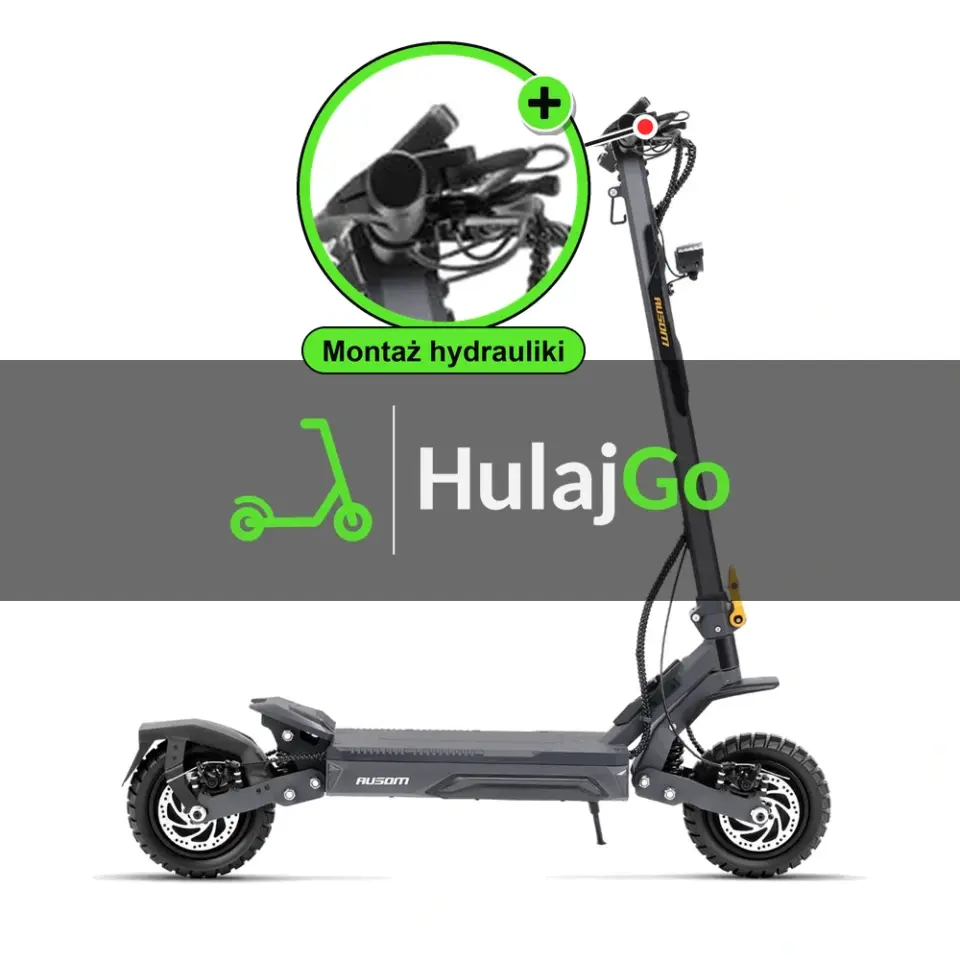 Ausom Gosoul 2 Pro - w powiększeniu klamka hamulca (montaż hamulców hydraulicznych)