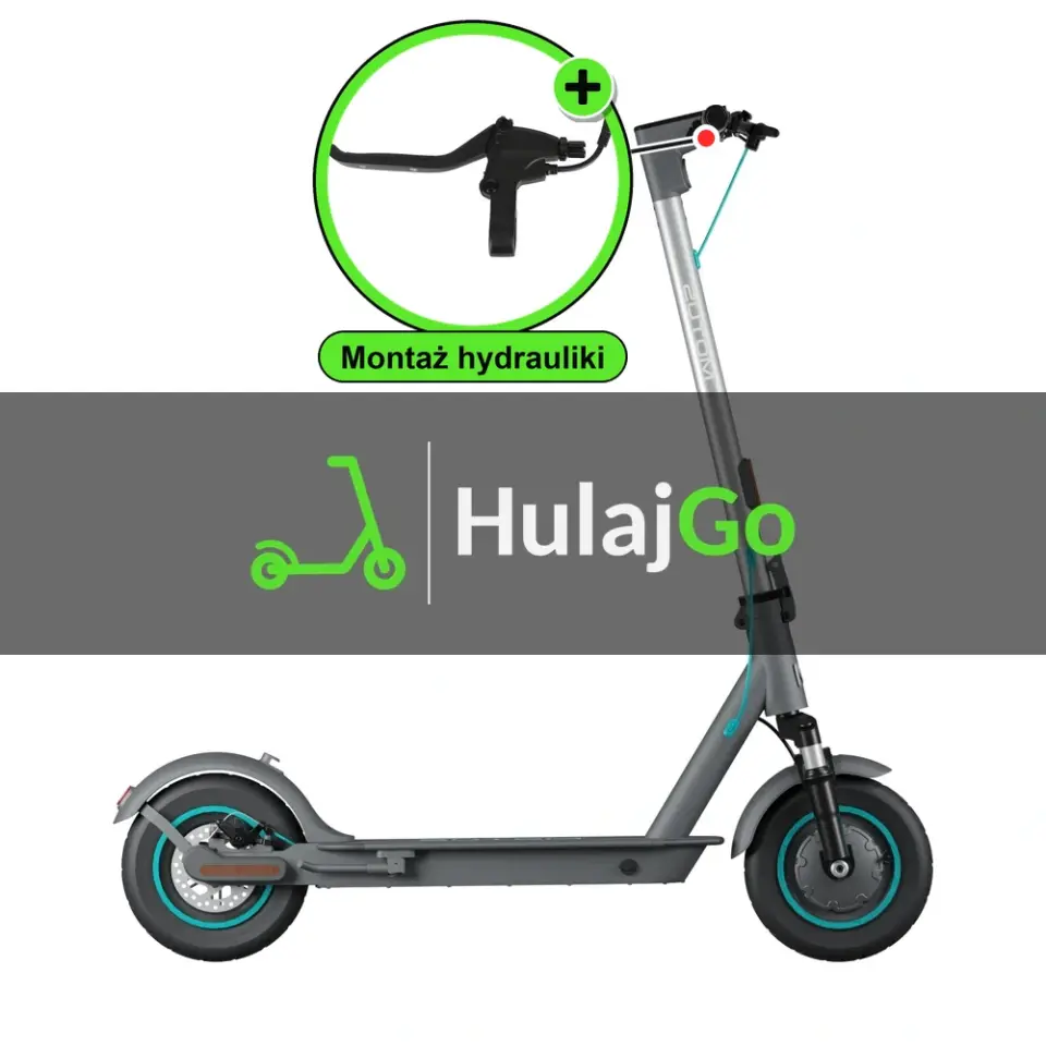 Motus Scooty 10 Lite - w powiększeniu klamka hamulca (montaż hamulców hydraulicznych)