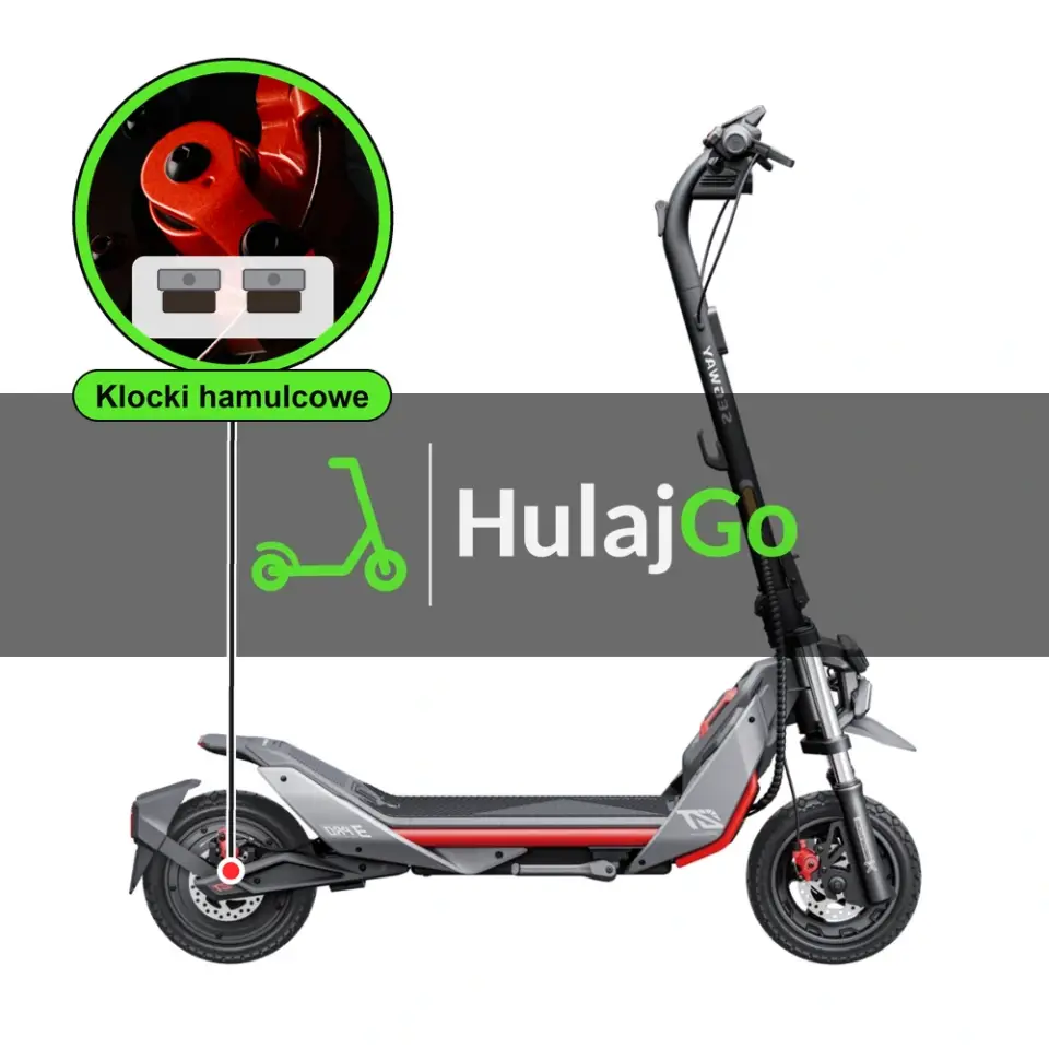Segway ZT3 Pro - w powiększeniu zacisk z klockami hamulcowymi (wymiana klocków hamulcowych)