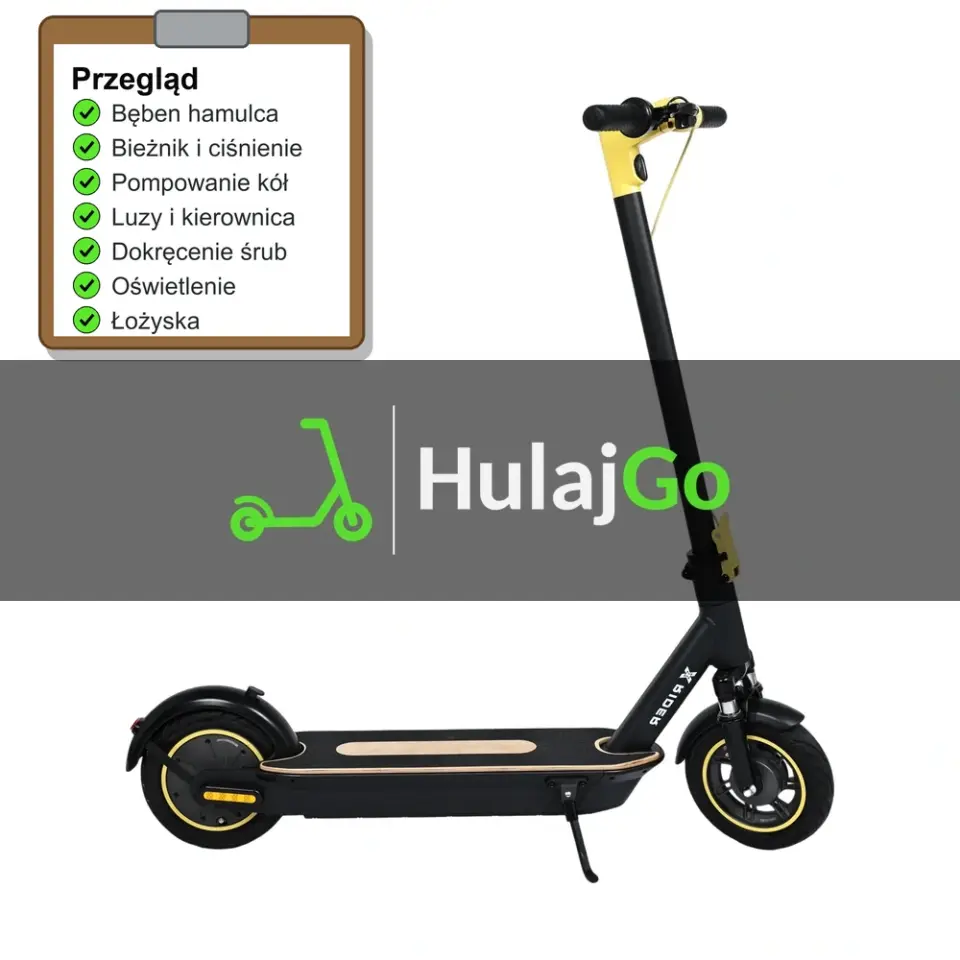X-Rider M10ME - lista kontrolna przeglądu z zaznaczonymi pozycjami (przegląd przed sezonem)