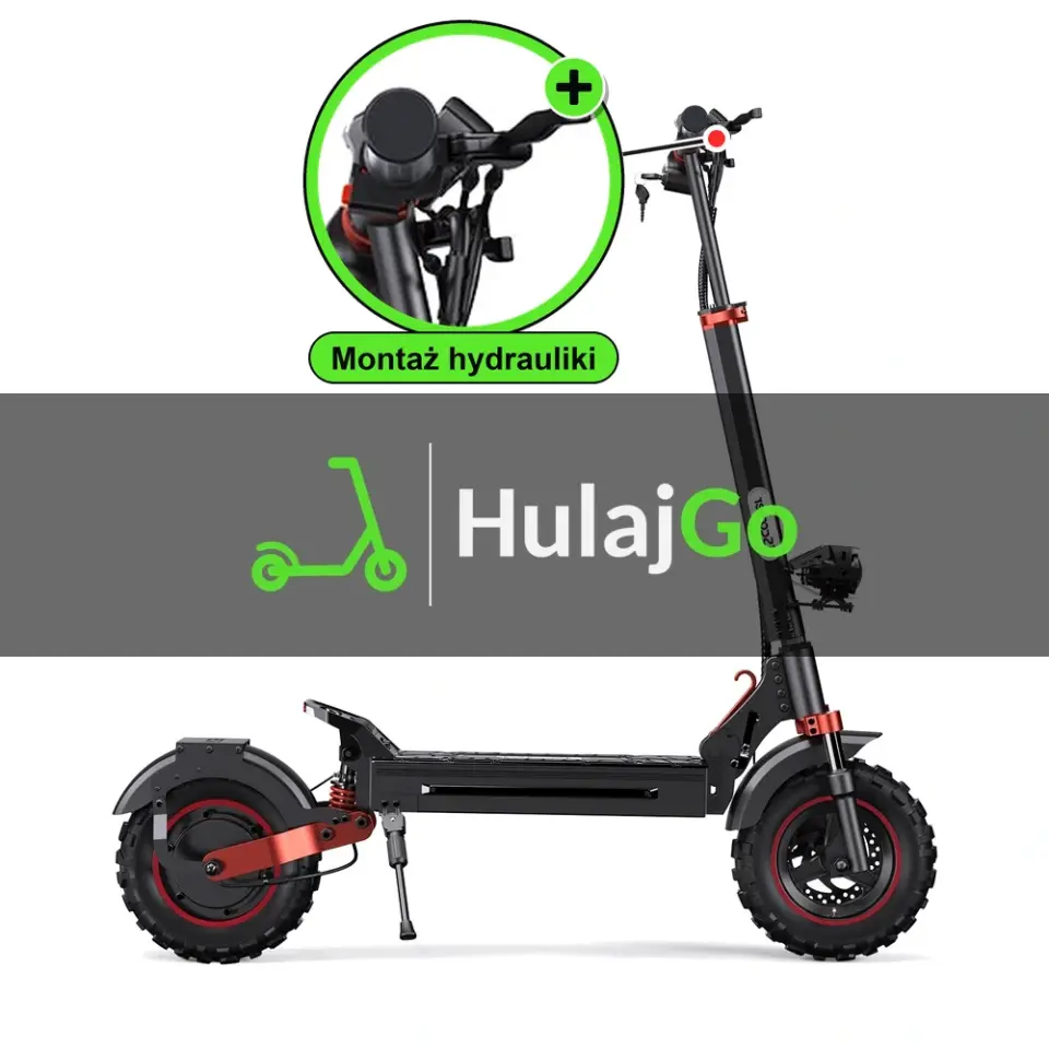 iScooter iX5S - w powiększeniu klamka hamulca (montaż hamulców hydraulicznych)