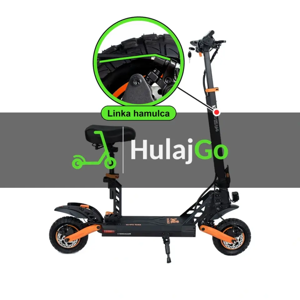 Kukirin G2 Pro - w powiększeniu linka hamulca (wymiana linki hamulca)