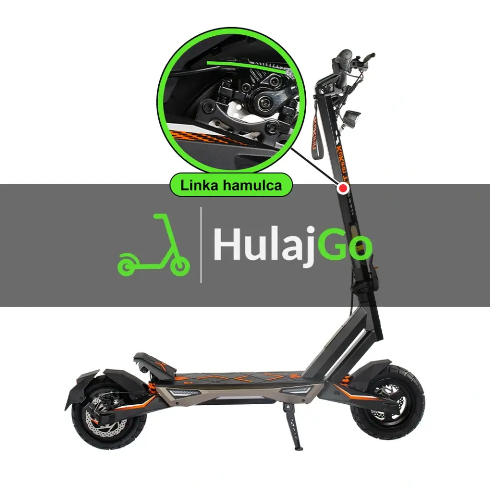 Kukirin T3 - w powiększeniu linka hamulca (wymiana linki hamulca)