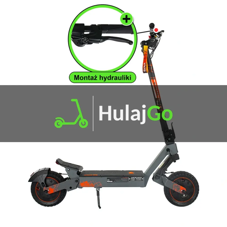 Kukirin G2 Ultra - w powiększeniu klamka hamulca (montaż hamulców hydraulicznych)