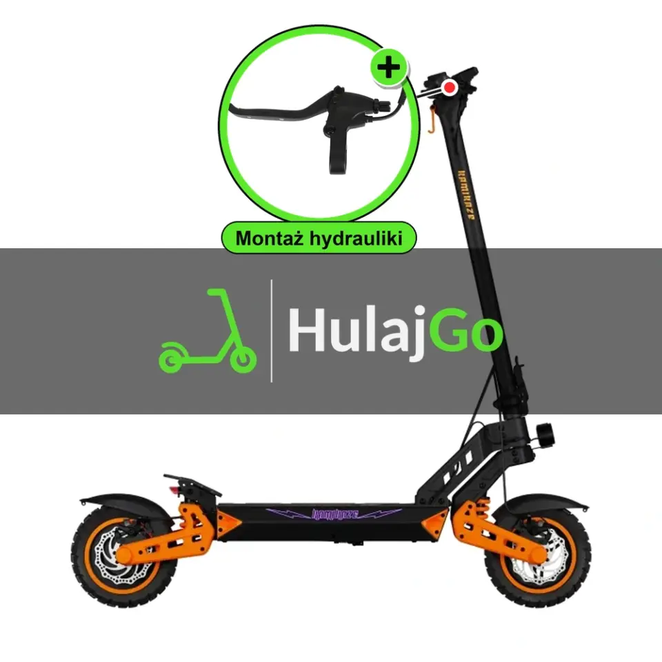 Kamikaze K1 Lite - w powiększeniu klamka hamulca (montaż hamulców hydraulicznych)