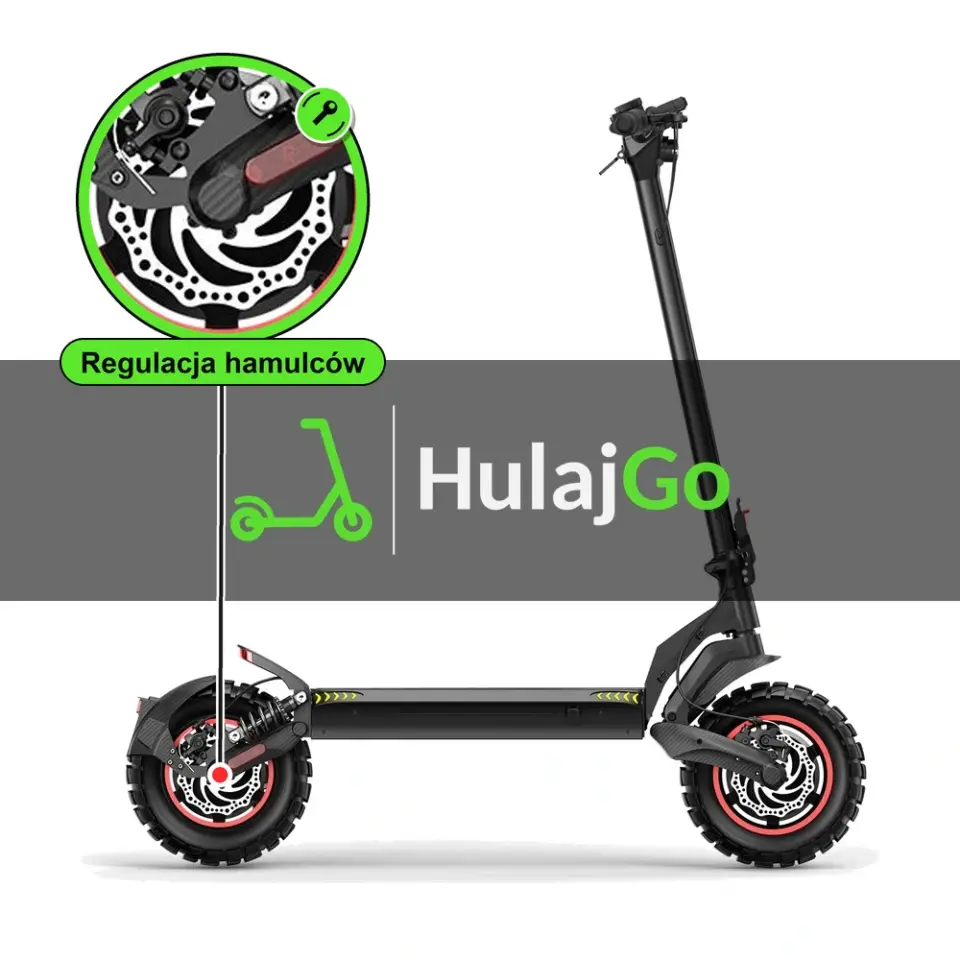 iScooter IX7 Pro - w powiększeniu hamulec tarczowy (regulacja hamulców)