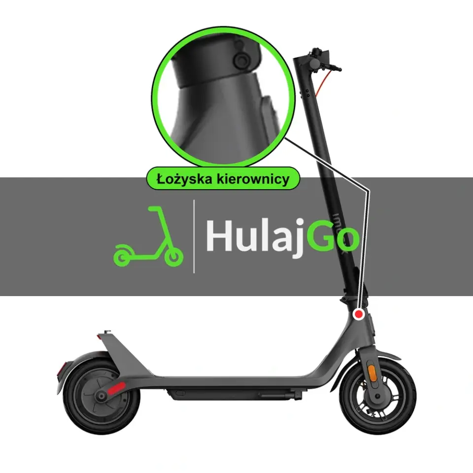 Xiaomi Mi Electric Scooter 4 Lite 2nd Gen - w powiększeniu główka ramy z łożyskami kierownicy (wymiana łożysk kierownicy)