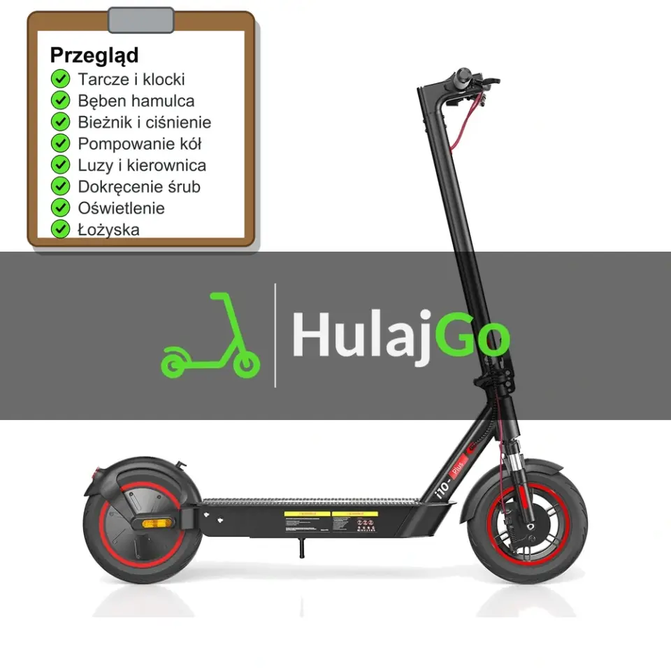 iScooter i10 Plus - lista kontrolna przeglądu z zaznaczonymi pozycjami (przegląd przed sezonem)