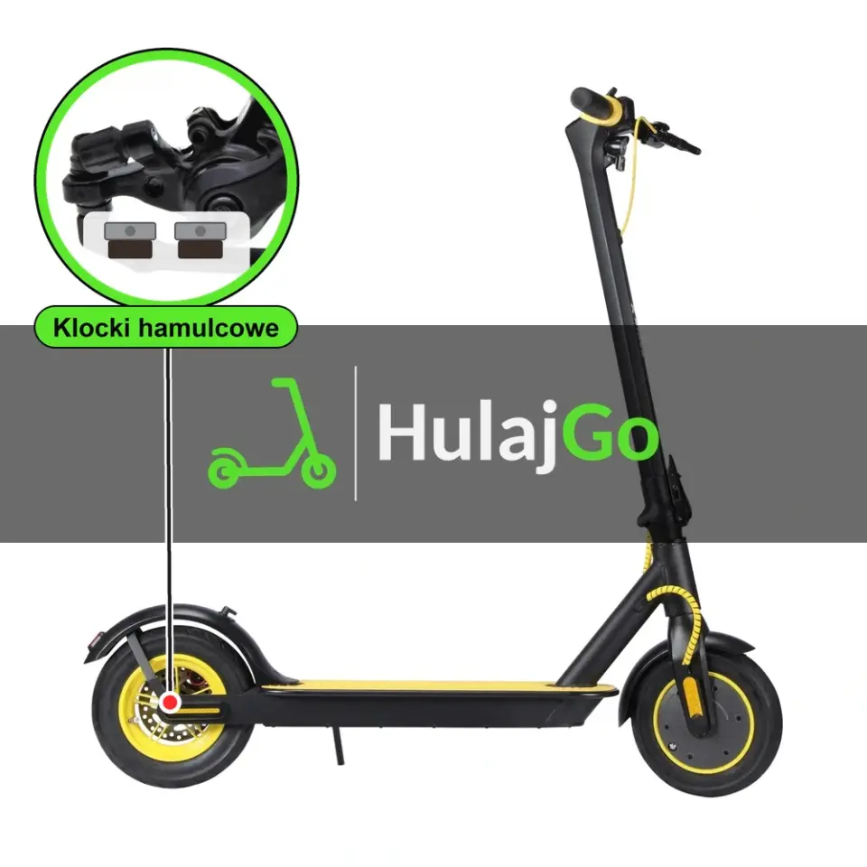 X-Rider M10 Light+ - w powiększeniu zacisk z klockami hamulcowymi (wymiana klocków hamulcowych)