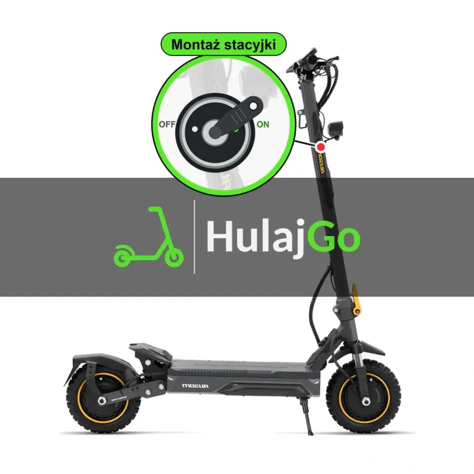 Ausom K20 Pro - w powiększeniu stacyjka z kluczykiem na kolumnie kierownicy (montaż stacyjki)