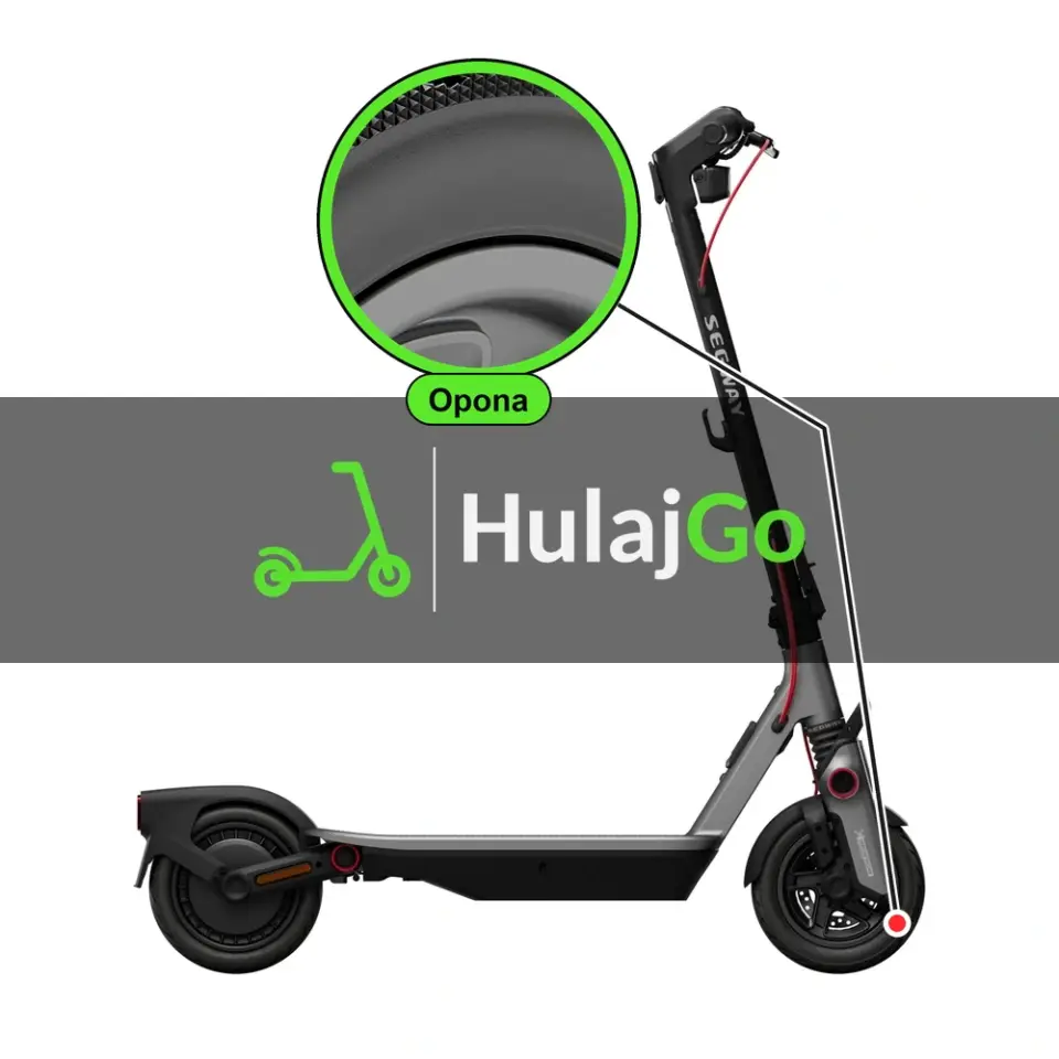 Segway F3 - w powiększeniu bieżnik opony (wymiana opony)