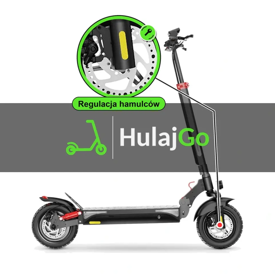 iScooter iX3 - w powiększeniu hamulec tarczowy (regulacja hamulców)