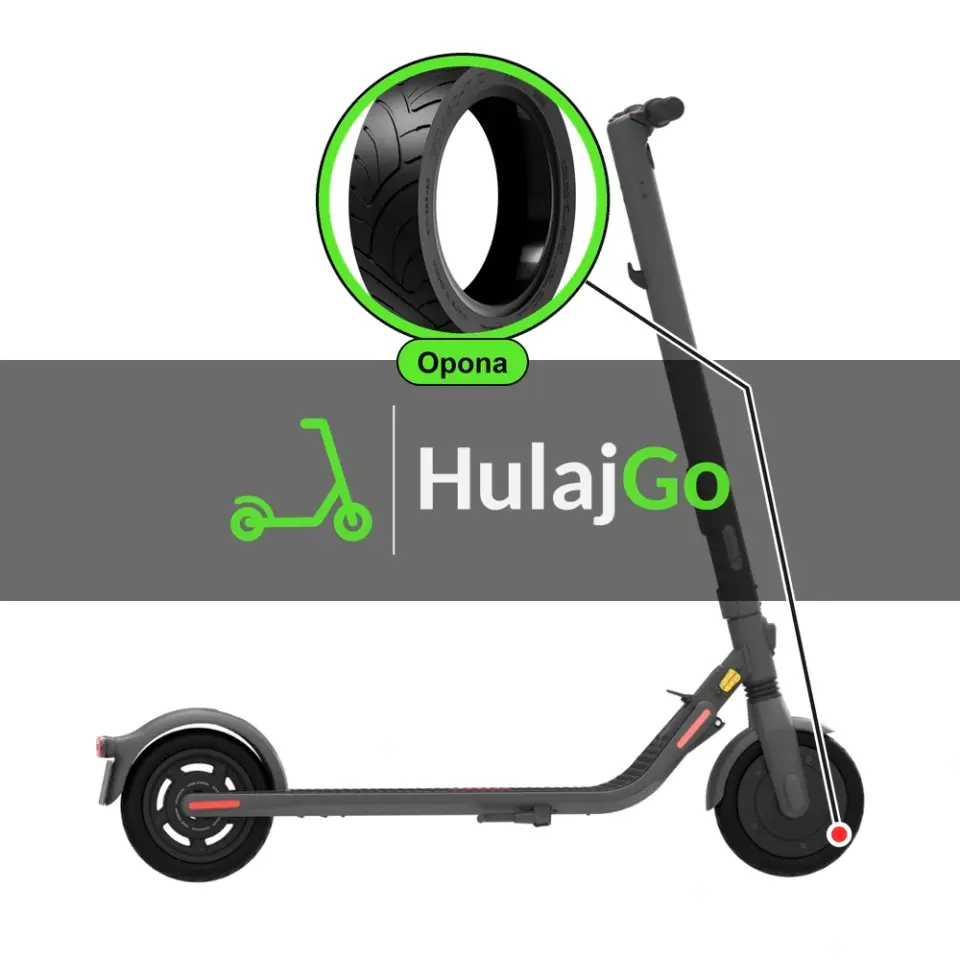 Segway E25 - w powiększeniu bieżnik opony (wymiana opony)