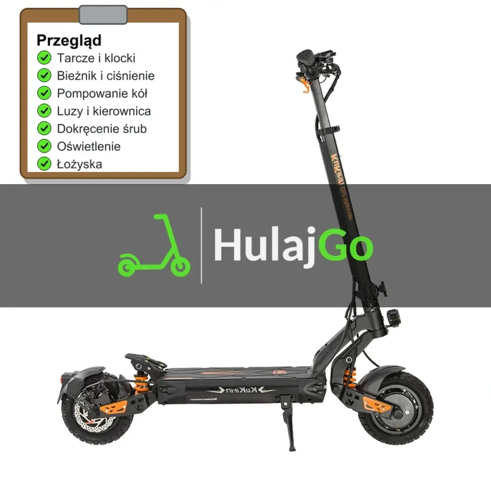 Kukirin G2 Master - lista kontrolna przeglądu z zaznaczonymi pozycjami (przegląd przed sezonem)