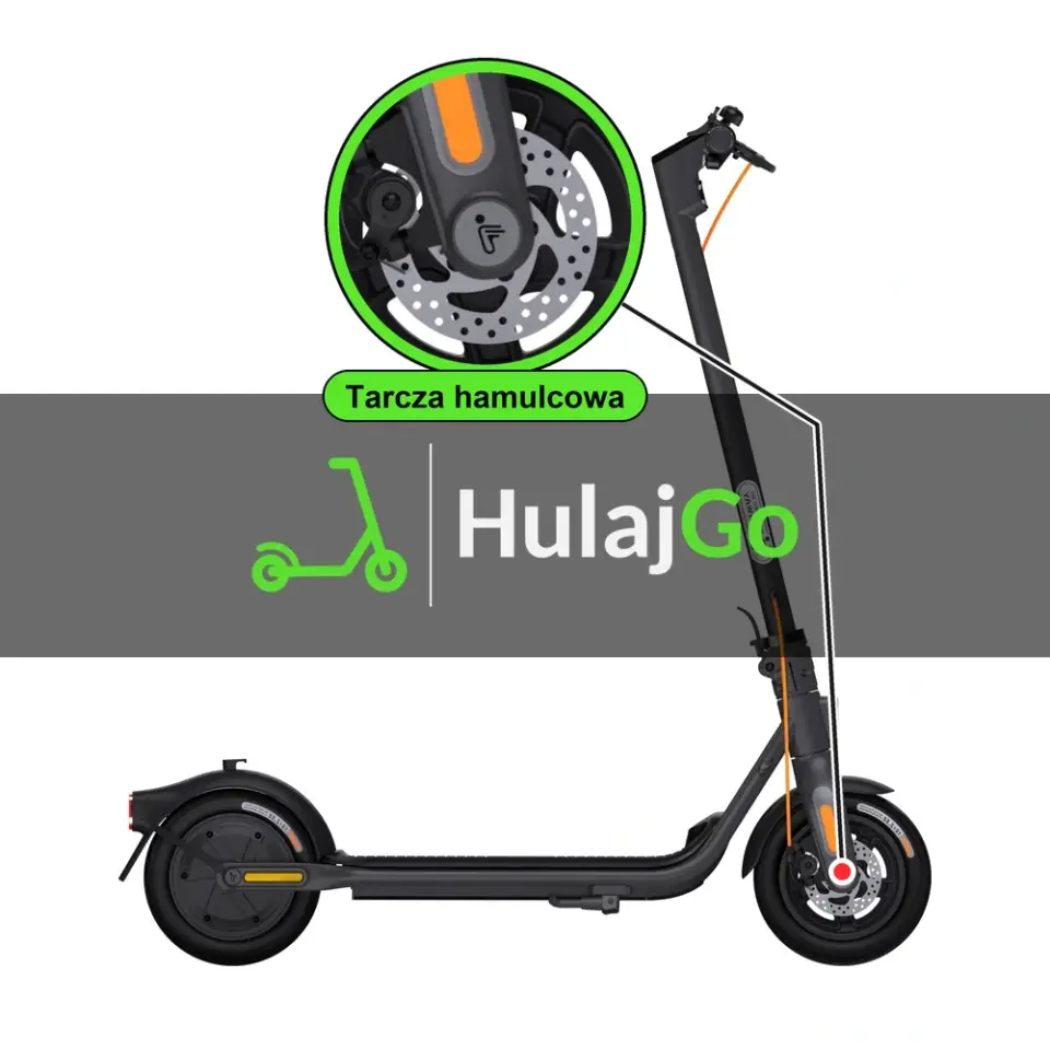 Segway F2 Plus - w powiększeniu tarcza hamulcowa (wymiana tarczy hamulcowej)