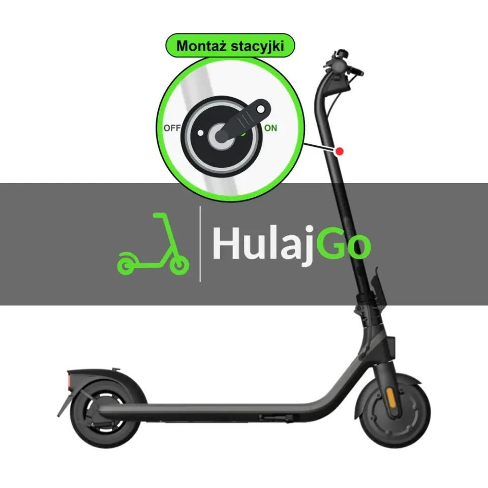 Segway E2 - w powiększeniu stacyjka z kluczykiem na kolumnie kierownicy (montaż stacyjki)