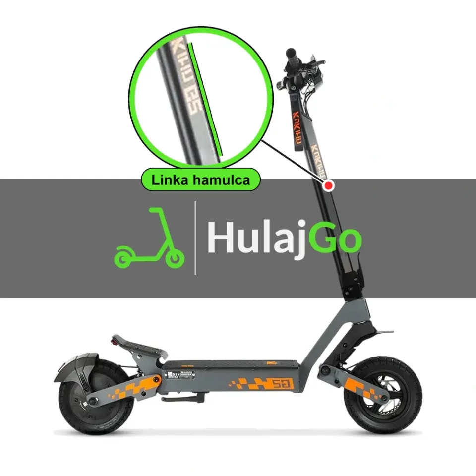 Kukirin G2 - w powiększeniu linka hamulca (wymiana linki hamulca)