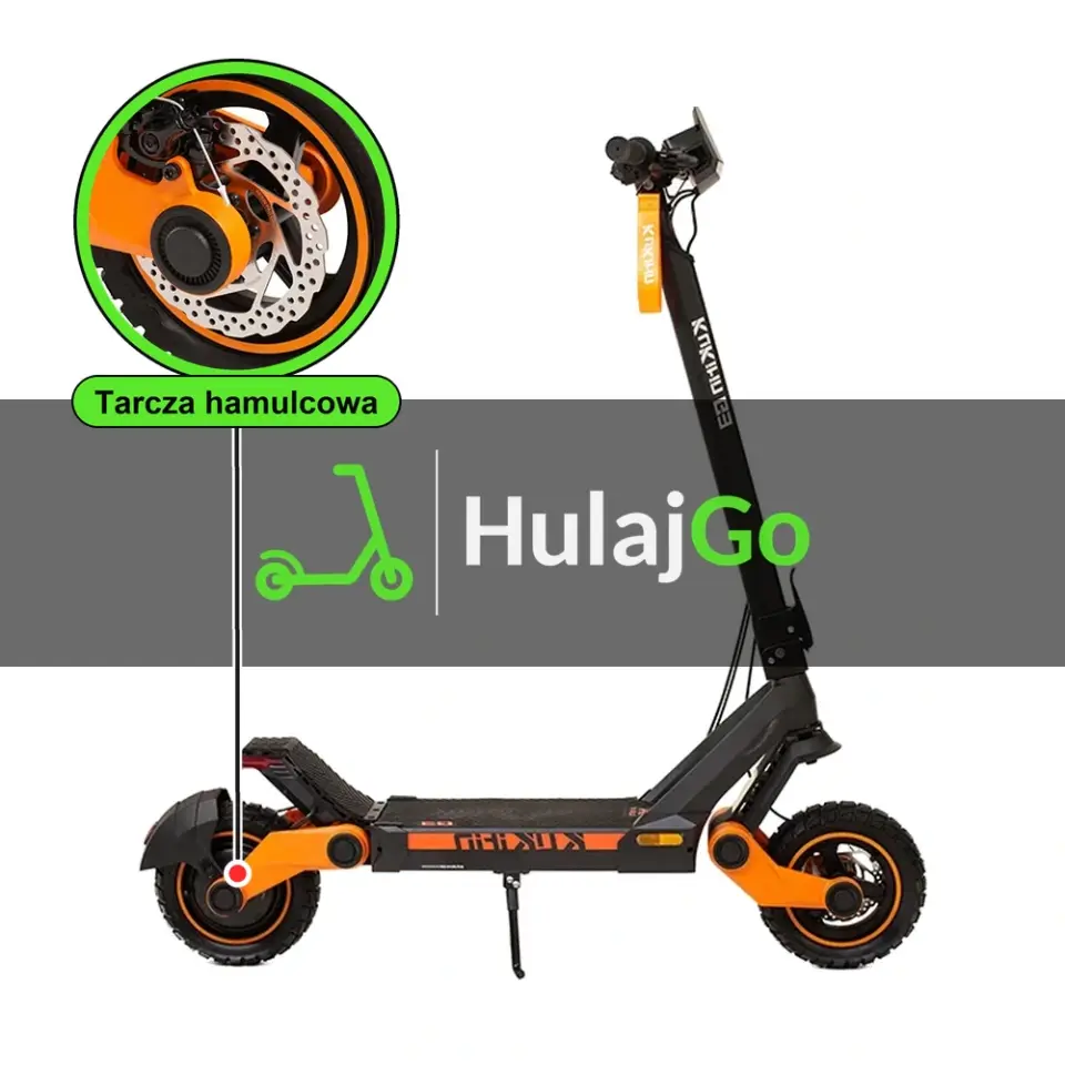 Kukirin G3 - w powiększeniu tarcza hamulcowa (wymiana tarczy hamulcowej)