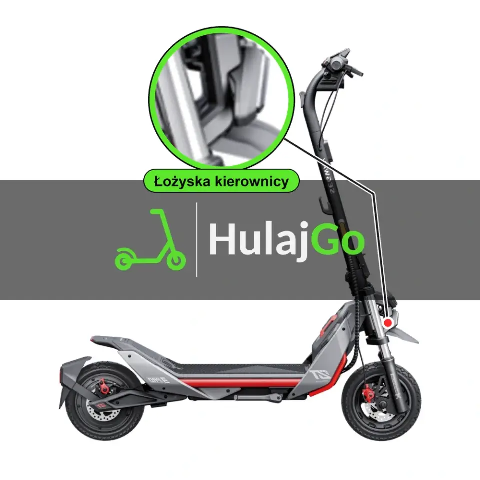 Segway-Ninebot ZT3 Pro - w powiększeniu główka ramy z łożyskami kierownicy (wymiana łożysk kierownicy)