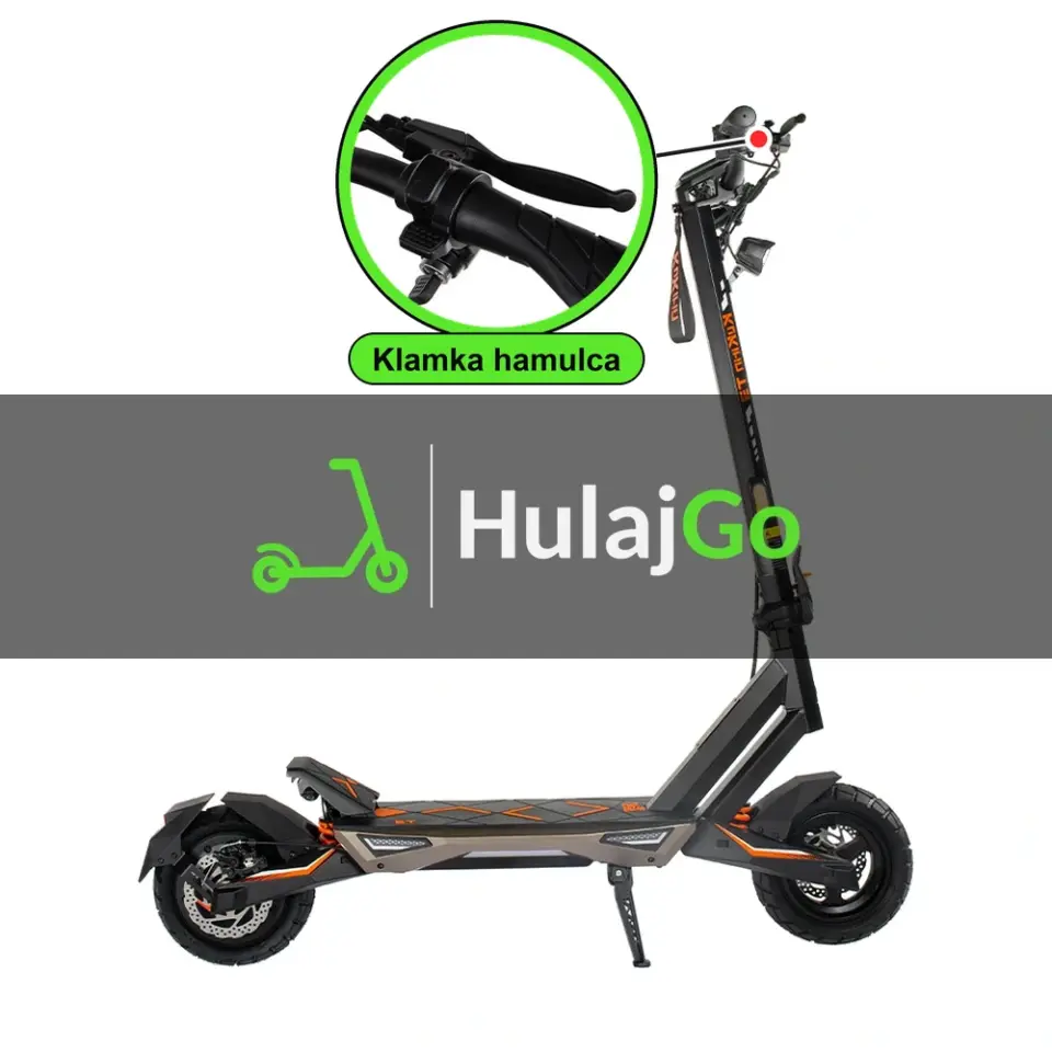 Kukirin T3 - w powiększeniu klamka hamulca (wymiana klamki hamulca)