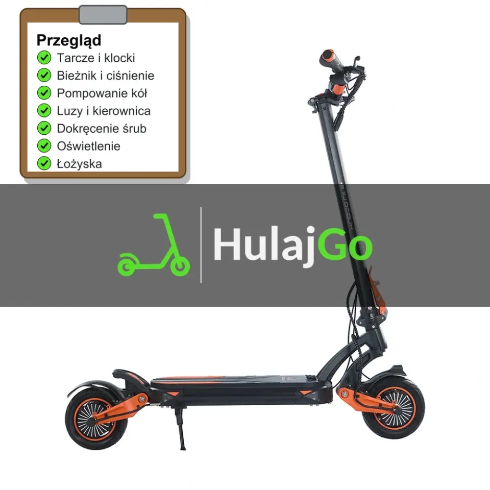 Kugoo LX9+ - lista kontrolna przeglądu z zaznaczonymi pozycjami (przegląd przed sezonem)