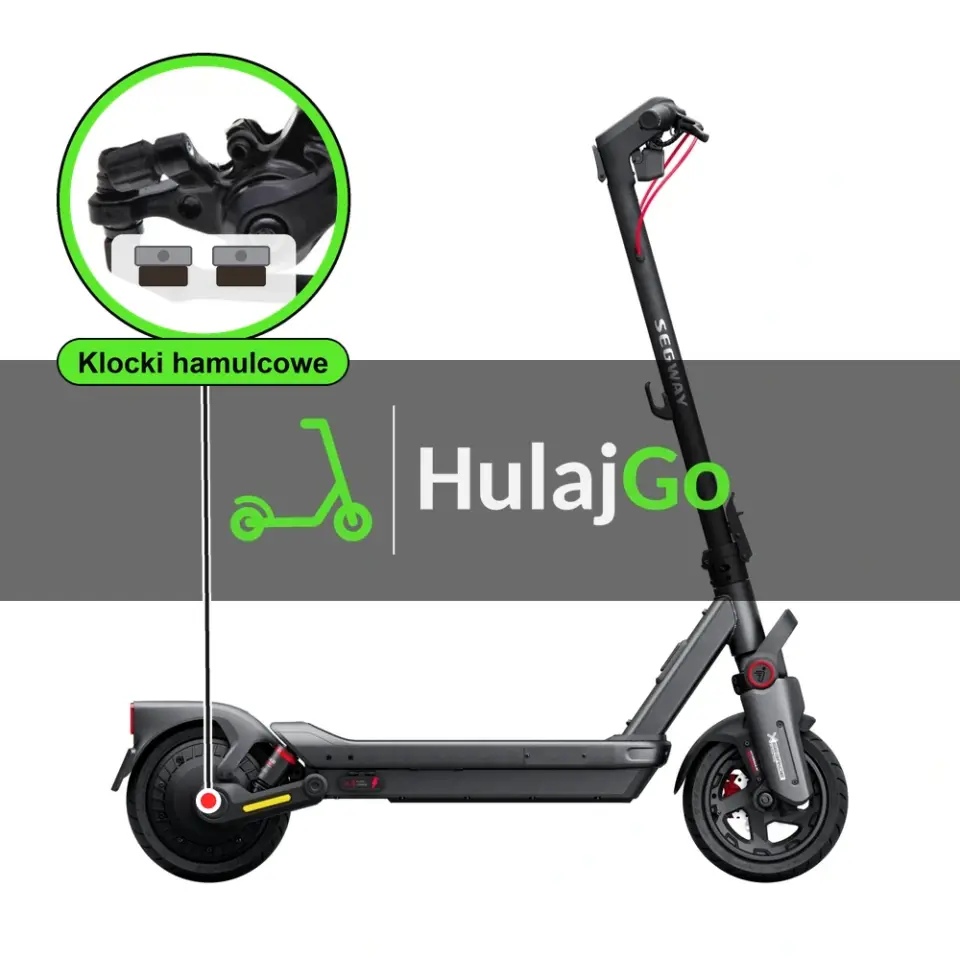Segway Max G3 - w powiększeniu zacisk z klockami hamulcowymi (wymiana klocków hamulcowych)
