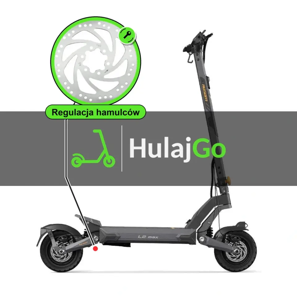 Ausom L2 Max Dual Motor - w powiększeniu hamulec tarczowy (regulacja hamulców)