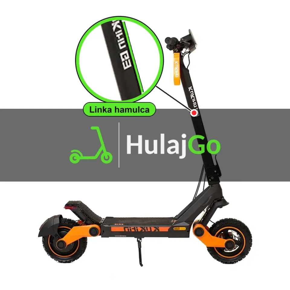 Kukirin G3 - w powiększeniu linka hamulca (wymiana linki hamulca)