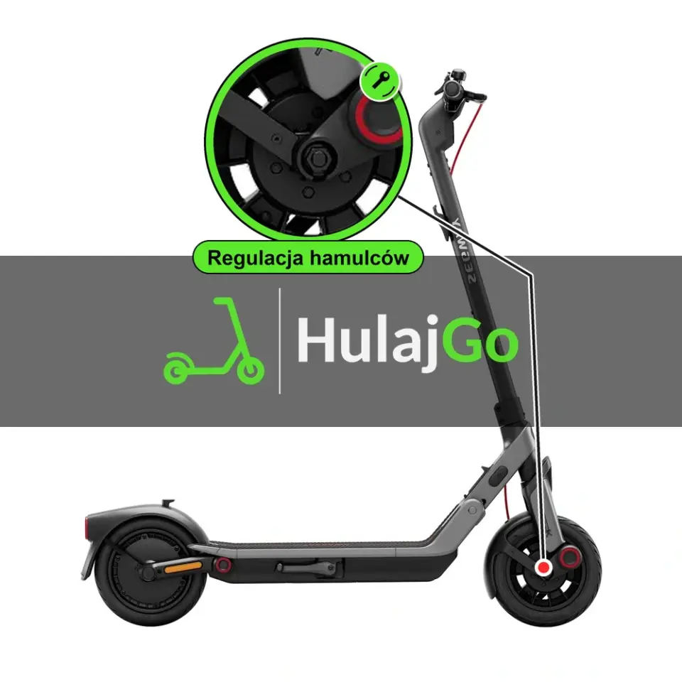 Segway E3 - w powiększeniu hamulec bębnowy (regulacja hamulców)