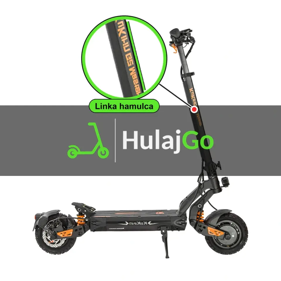 Kukirin G2 Master - w powiększeniu linka hamulca (wymiana linki hamulca)