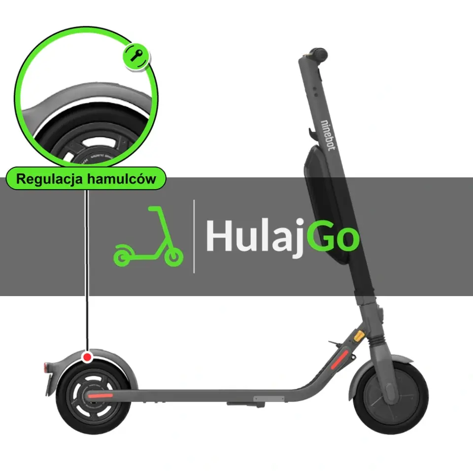 Segway E45 - w powiększeniu błotnik z hamulcem nożnym (regulacja hamulców)