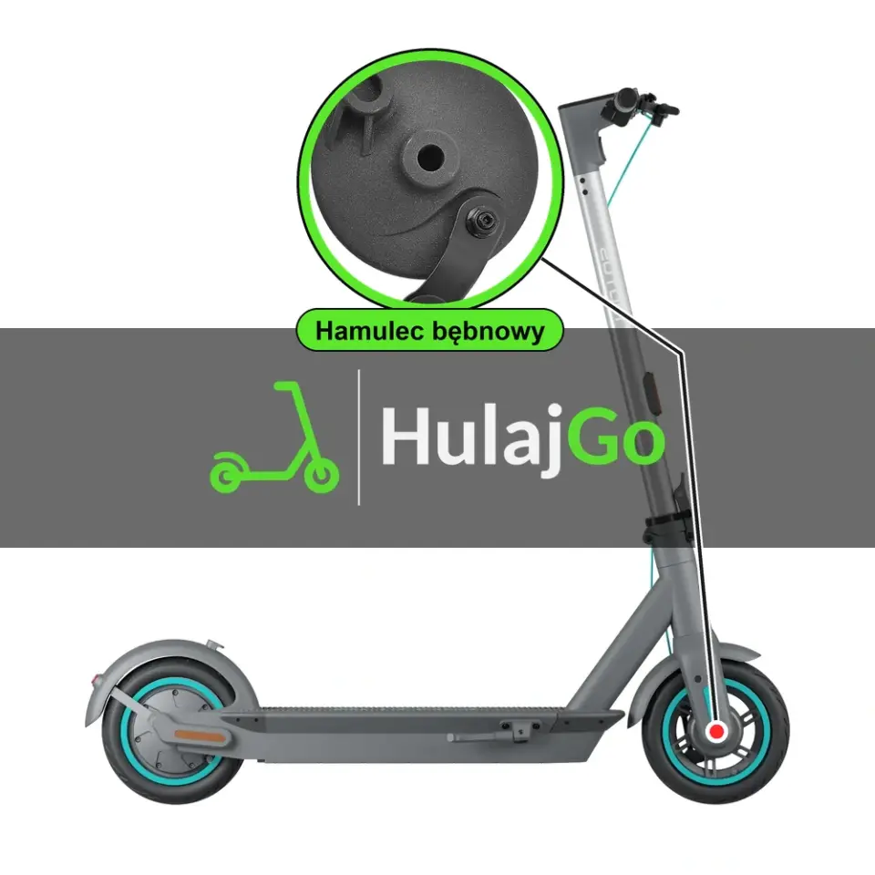 Motus Scooty 10 - w powiększeniu piasta z hamulcem bębnowym (naprawa hamulców bębnowych)