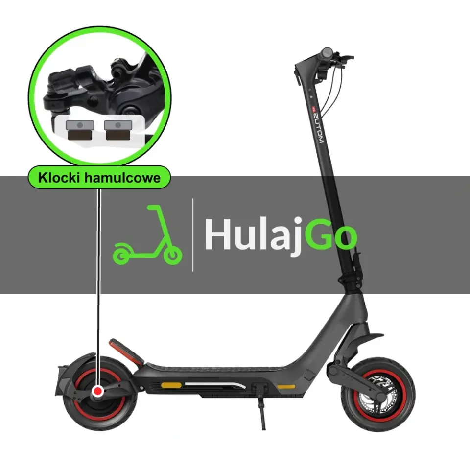 Motus Pro 10 Urban - w powiększeniu zacisk z klockami hamulcowymi (wymiana klocków hamulcowych)