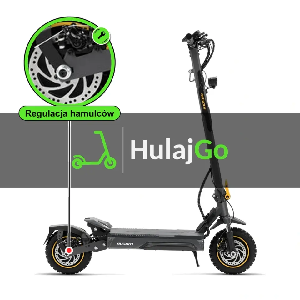 Ausom K20 Pro Dual Motor - w powiększeniu hamulec tarczowy (regulacja hamulców)