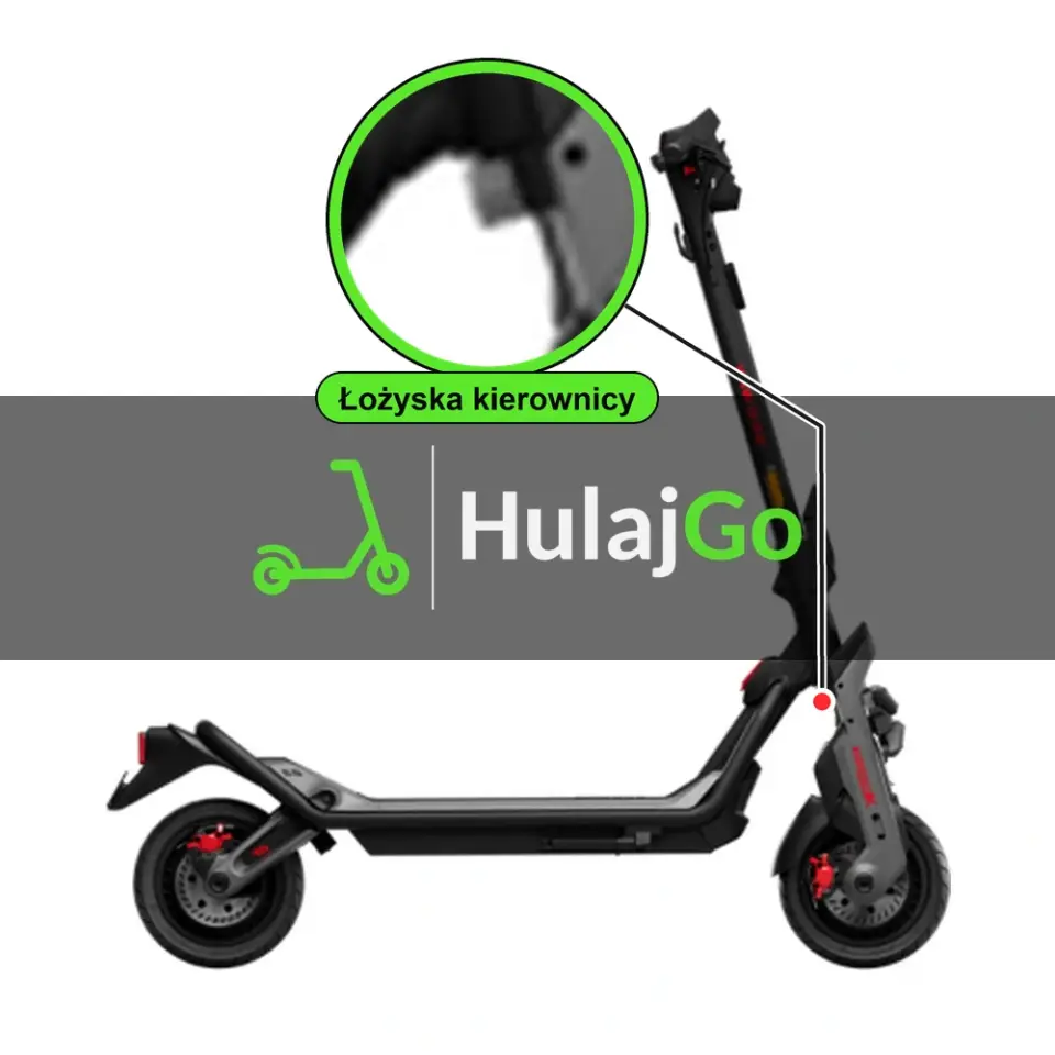 Segway-Ninebot GT3 - w powiększeniu główka ramy z łożyskami kierownicy (wymiana łożysk kierownicy)