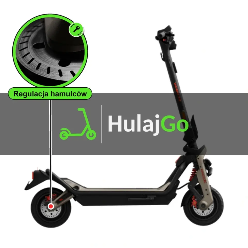 Segway GT3 Pro - w powiększeniu hamulec tarczowy (regulacja hamulców)