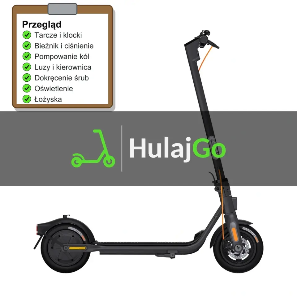 Segway F2 Plus - lista kontrolna przeglądu z zaznaczonymi pozycjami (przegląd przed sezonem)