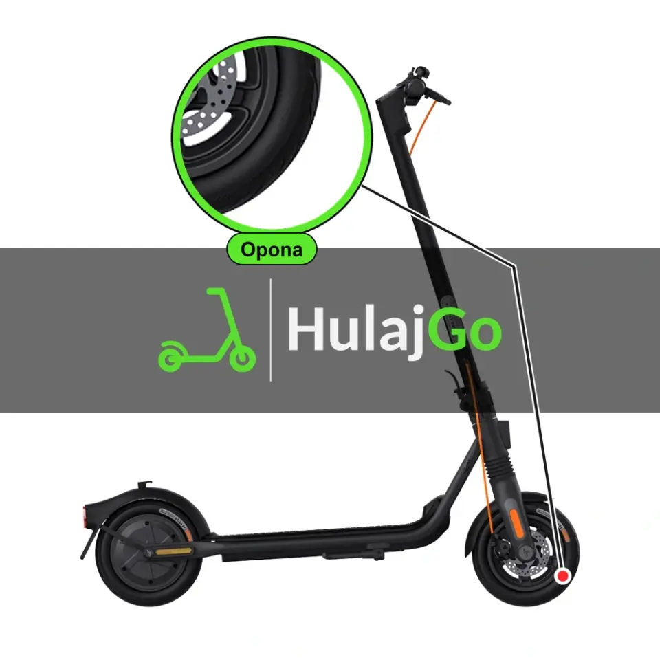 Segway F2 Pro - w powiększeniu bieżnik opony (wymiana opony)