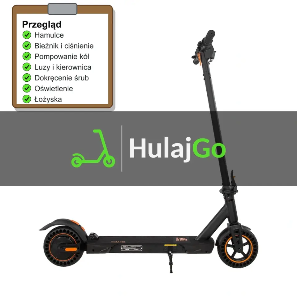 Kukirin S1 Max - lista kontrolna przeglądu z zaznaczonymi pozycjami (przegląd przed sezonem)
