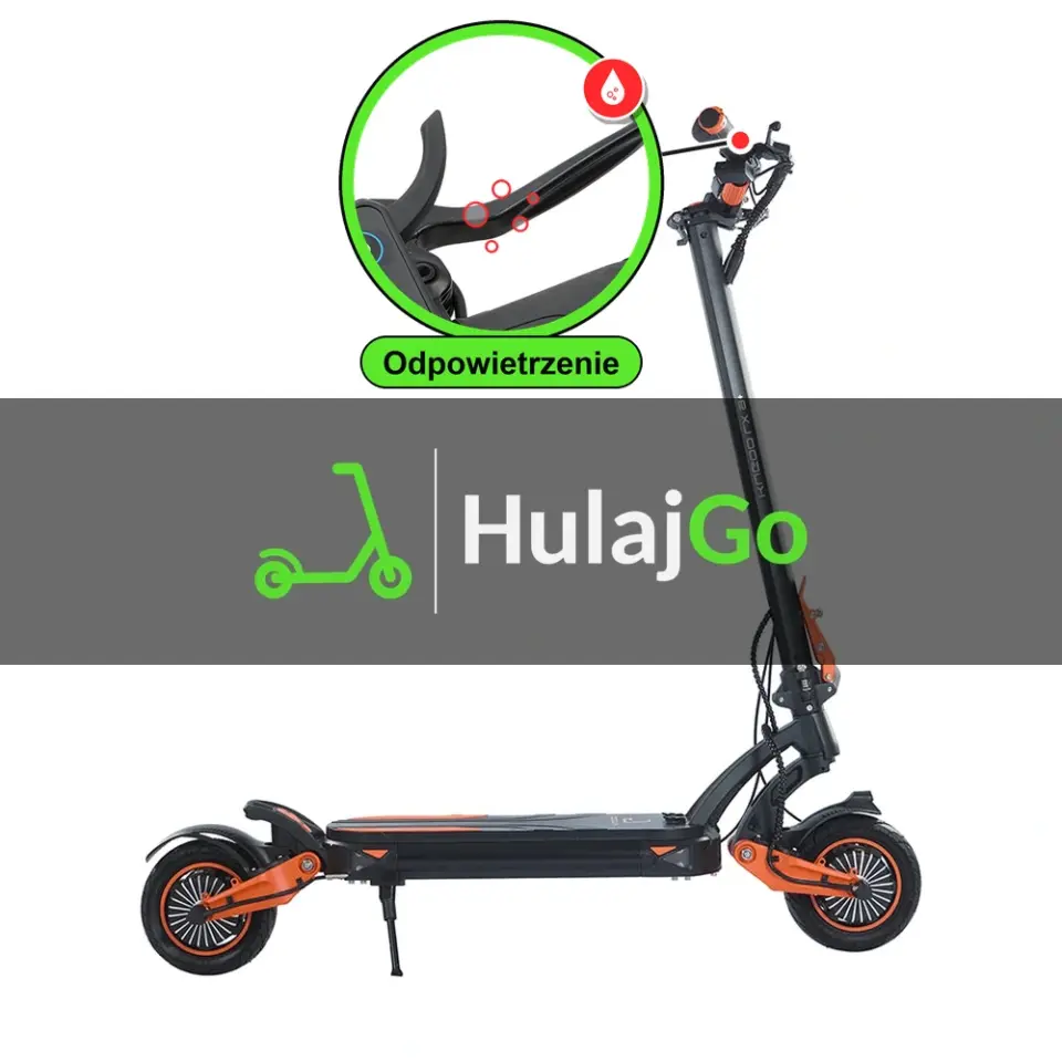 Kugoo LX9+ - w powiększeniu klamka hamulca hydraulicznego (odpowietrzenie hamulców hydraulicznych)