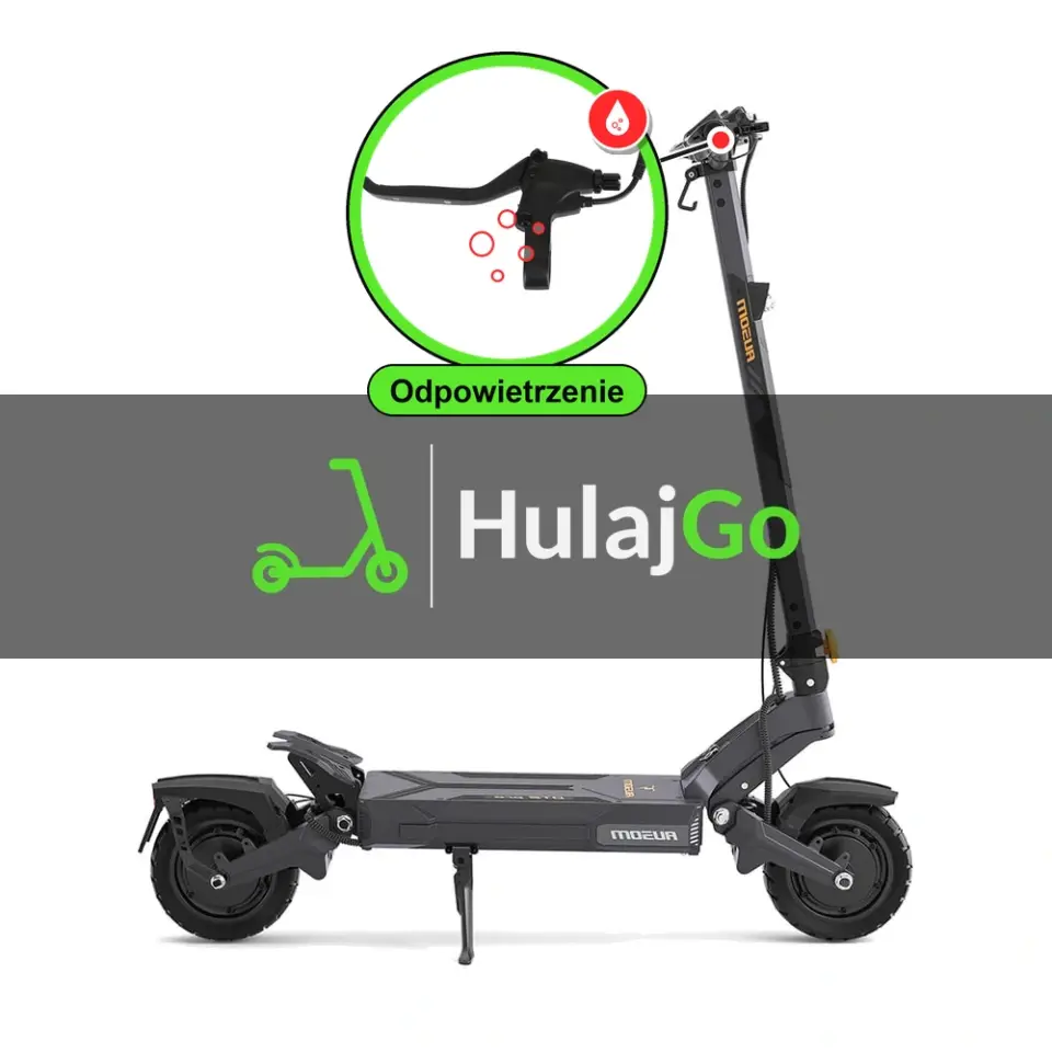 Ausom DT2 Pro - w powiększeniu klamka hamulca hydraulicznego (odpowietrzenie hamulców hydraulicznych)