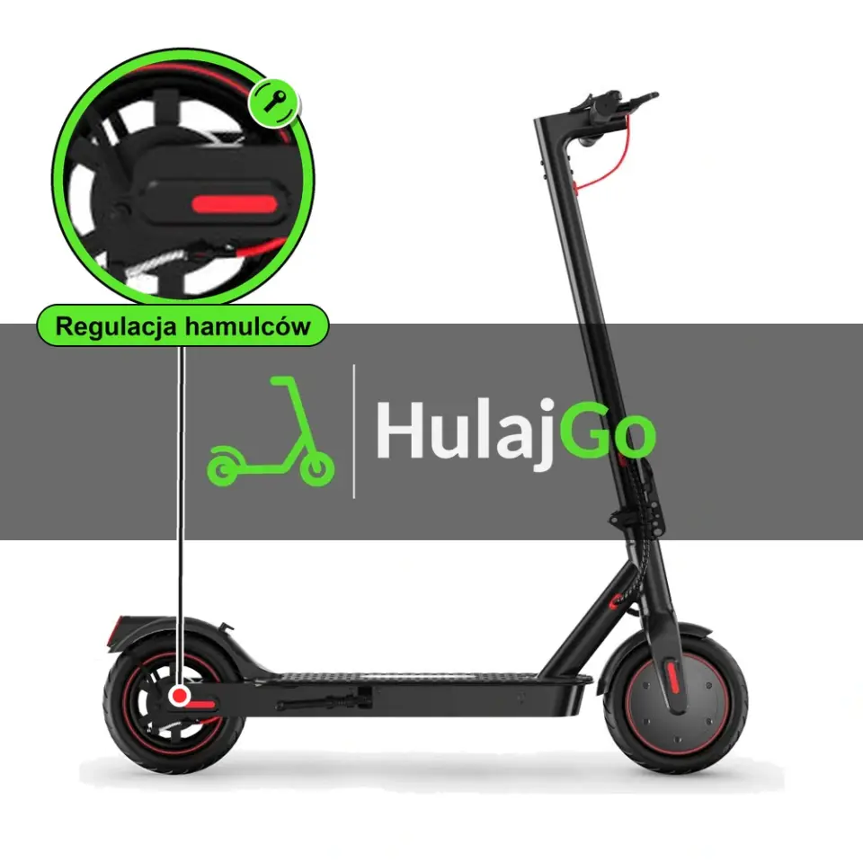 iScooter i8 - w powiększeniu hamulec bębnowy (regulacja hamulców)